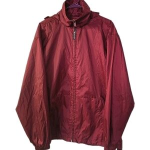 Vintage‎ Woolrich Red Jacket Men's Medium Packable Tuckaway Hood Vented Pocket